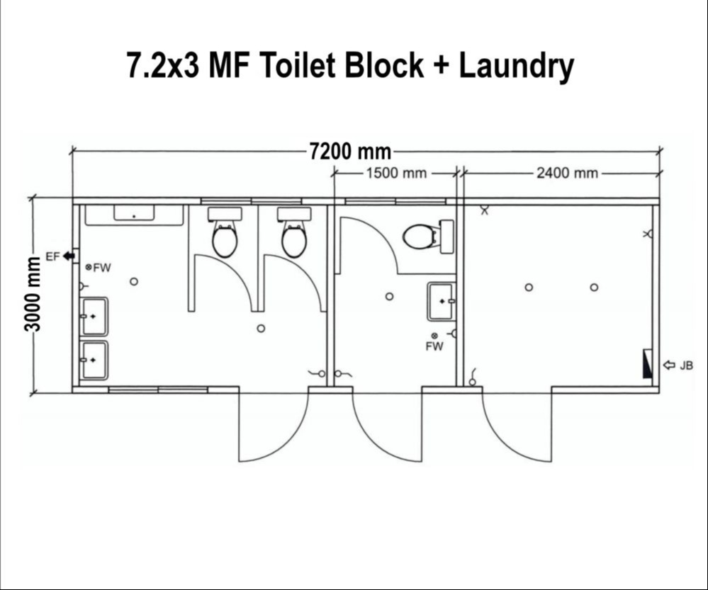 7.2x3 m/f toilet and laundry